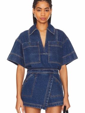 Shona Joy “Rita” Denim Mini Skirt - Blue